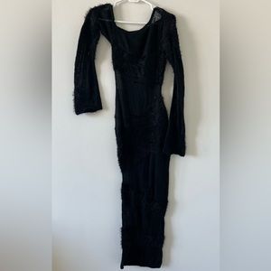 NBD Long Sleeve Black Textured Dress in Size Small